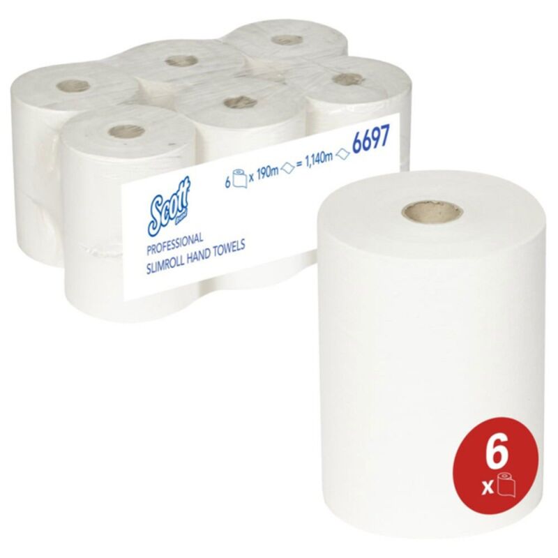 Image de Essuie-mains en rouleaux SCOTT SLIMROLL 190m blanc ECOLABEL - Colis 6