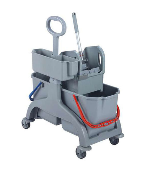 Image de Chariot double seaux 2X18L avec presse à machoire