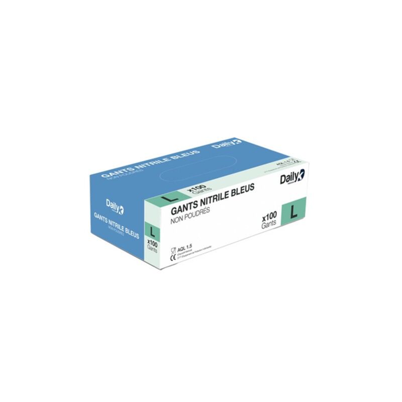 Image de Gant nitrile bleu non-poudré EN 455-2 (S à XL) - Boite de 100
