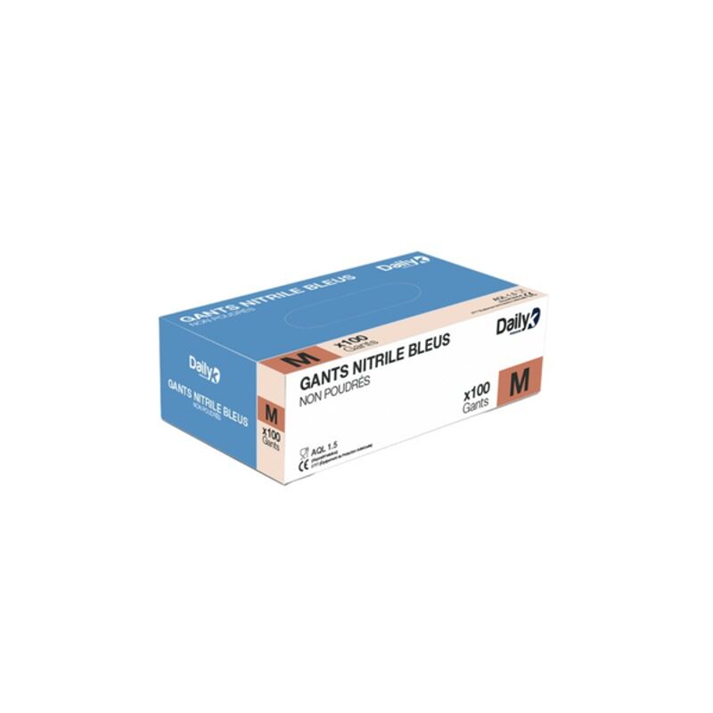Image de Gant nitrile bleu non-poudré EN 455-2 (S à XL) - Boite de 100