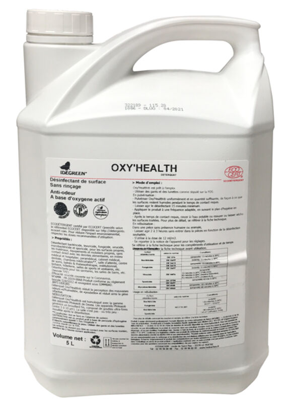 Image de OXY'HEALTH Déterquat Désinfectant de surfaces ECOCERT - Bidon 5L