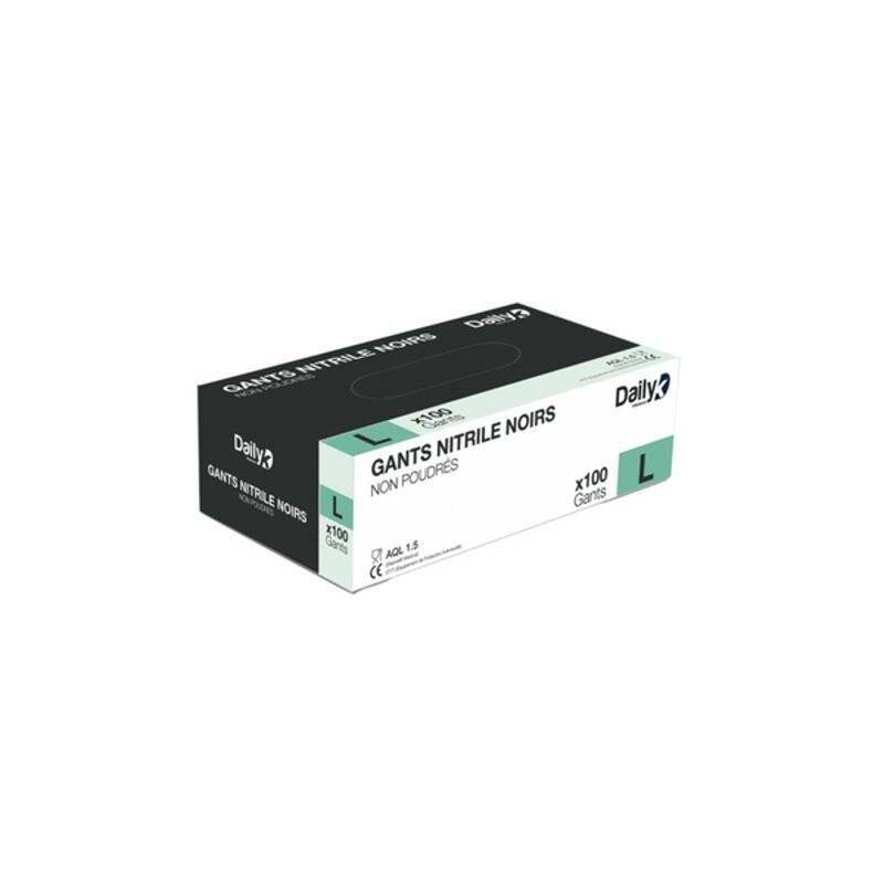 Image de Gant nitrile noir non poudré - Boite de 100