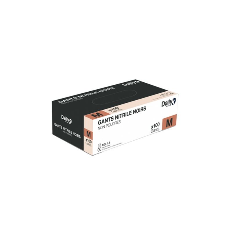 Image de Gant nitrile noir non poudré - Boite de 100