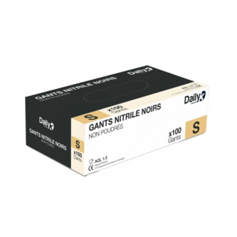 Image de Gant nitrile noir non poudré - Boite de 100
