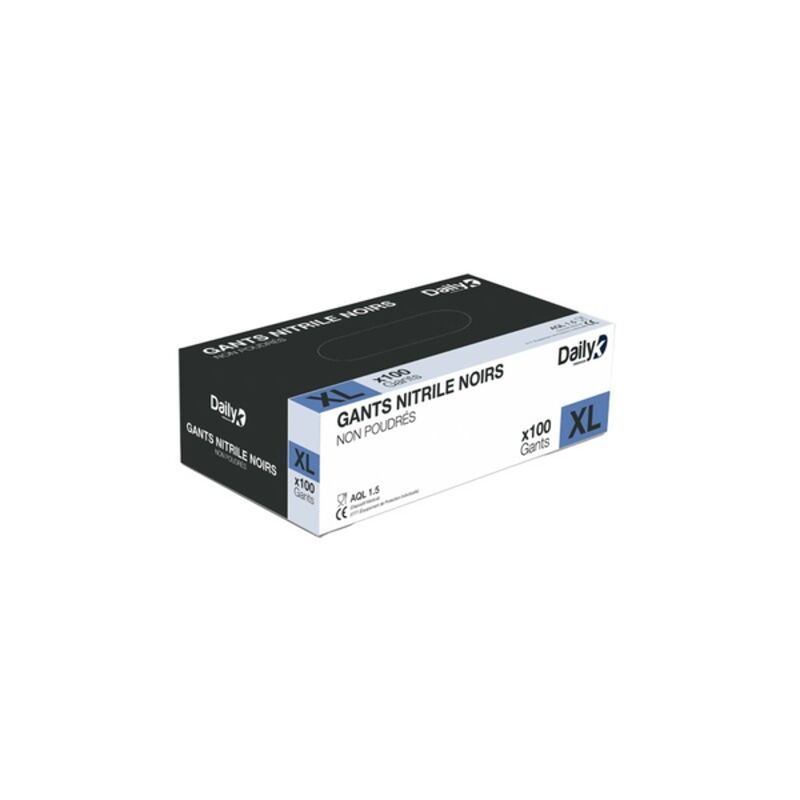 Image de Gant nitrile noir non poudré - Boite de 100