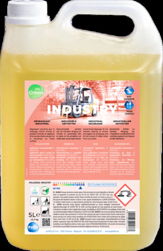 Image de POLGREEN INDUSTRY Dégraissant industriel concentré ecolabel -Bidon 5L