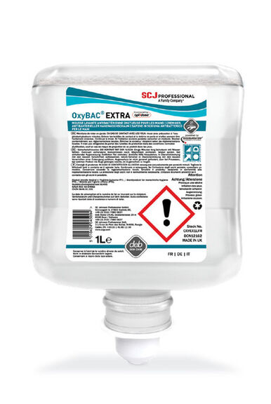 Image de Mousse lavante mains antimicrobienne recharge 1l OXYBAC EXTRA-Ct 6