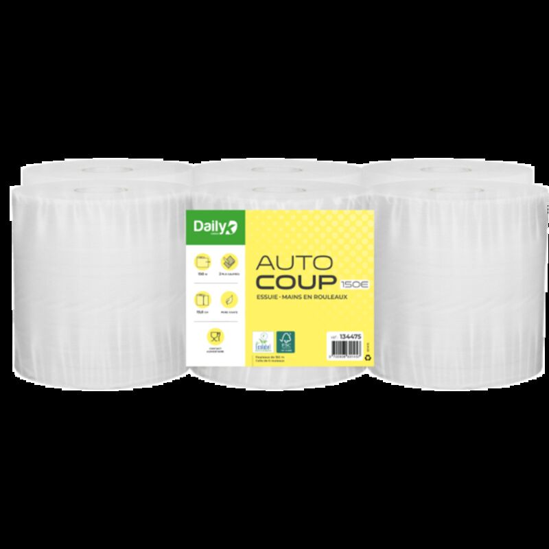 Image de Essuie-mains blanc 150m écolabel AUTOCOUP 150E DAILYK GREEN- 6 rlx