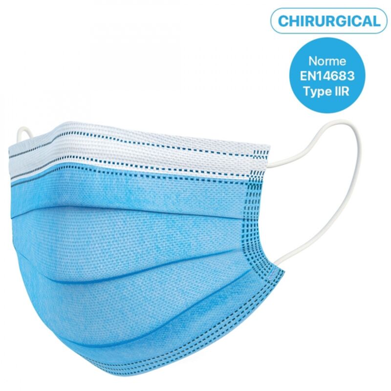 Image de Masques enfant à usage unique Type II R -Bleu - Boite de 50