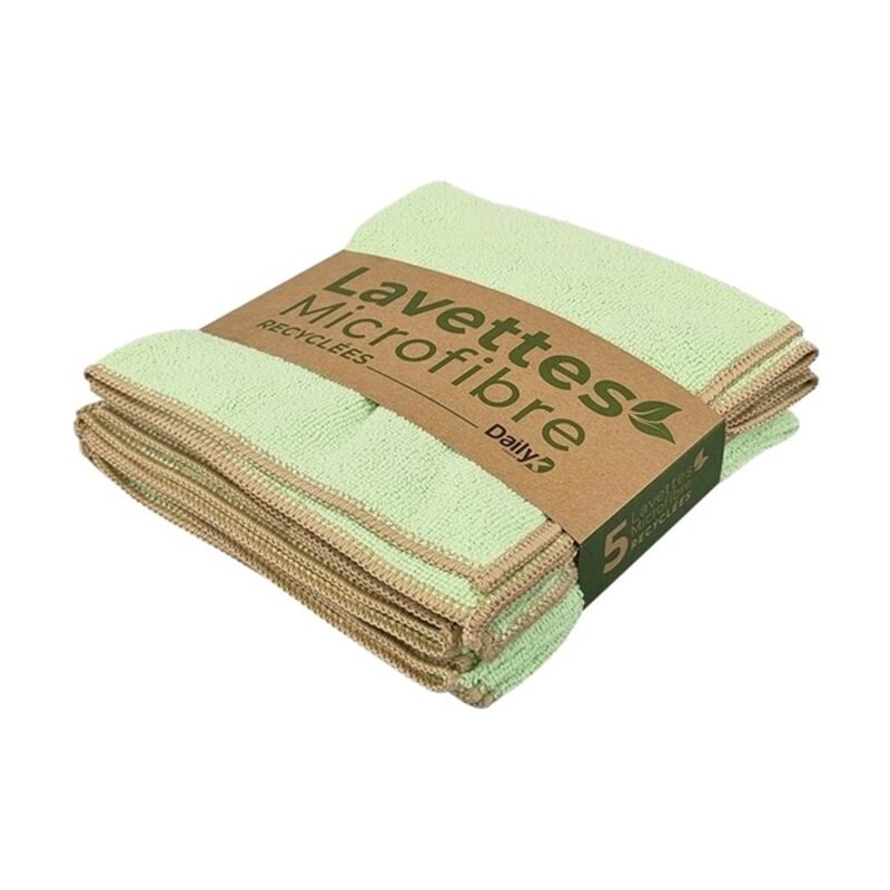 Image de Lavette microfibre 38X38cm recyclée DAILY K GREEN - Lot de 5
