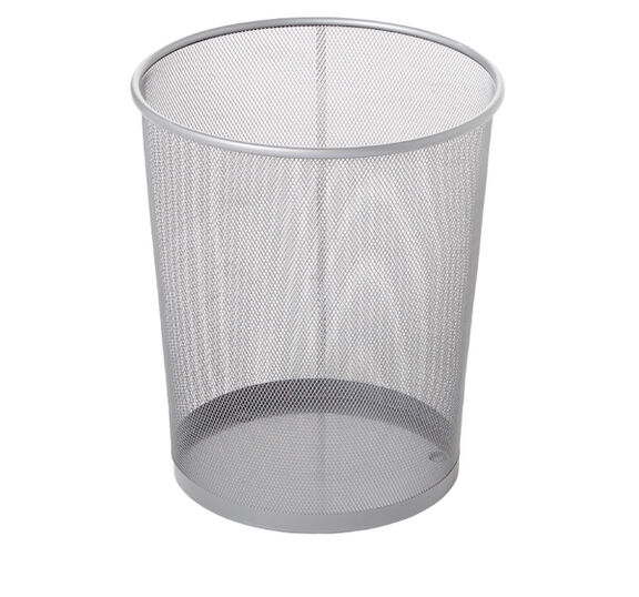 Image de Corbeille ronde grillagée ouverte en haut 19L argent