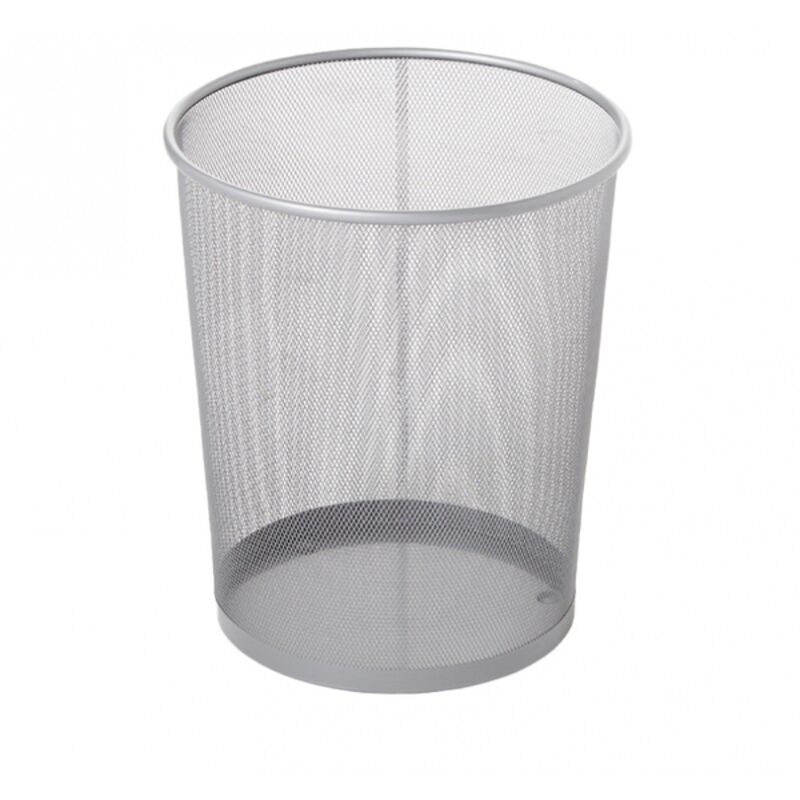 Image de Corbeille ronde grillagée ouverte en haut 19L argent