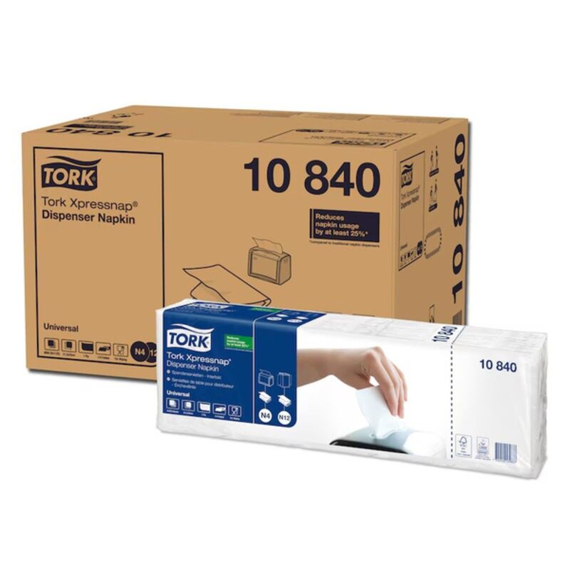 Image de Serviettes enchevêtrées blanches écolabel N4 TORK Xpressnap-Ct 9000F