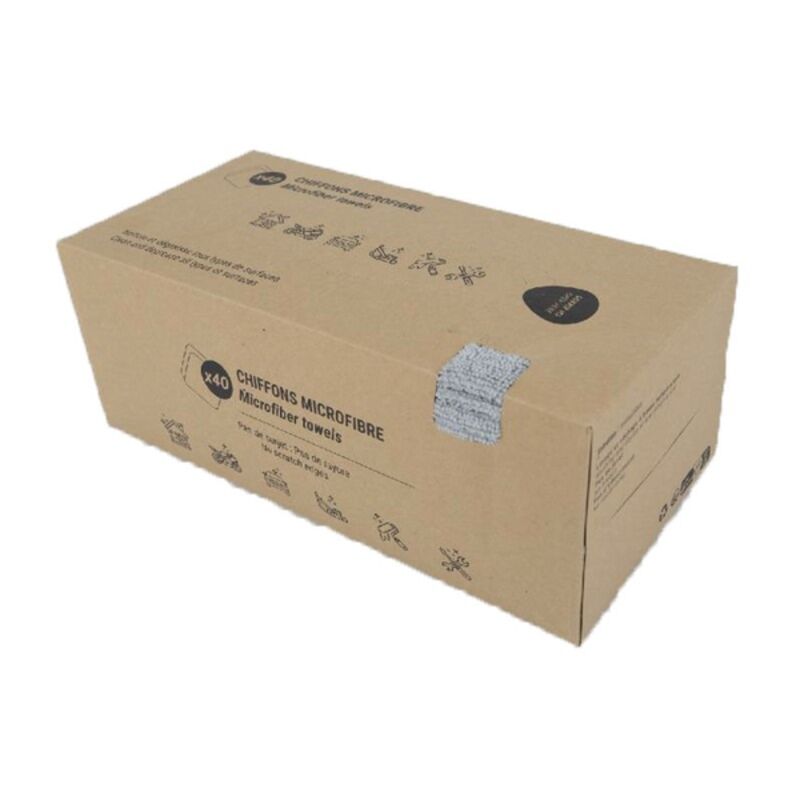 Image de Boîte distributrice de 40 chiffons microfibre gris - Unité