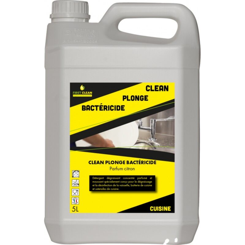 Image de Liquide vaisselle plonge manuelle bactéricide FIRST CLEAN - Bidon 5L