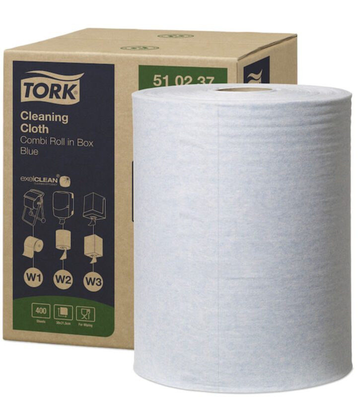 Image de Chiffon de nettoyage bobine 400F bleue TORK - C/1