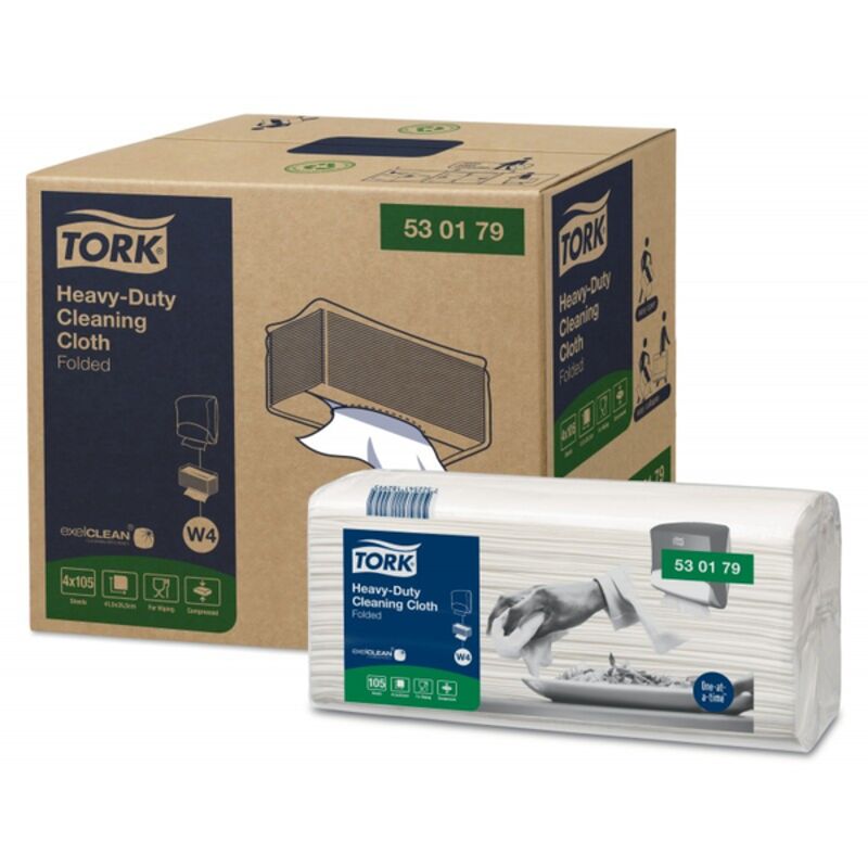 Image de Chiffon de nettoyage plié 105F blanc ultra résistant TORK - Ct 4