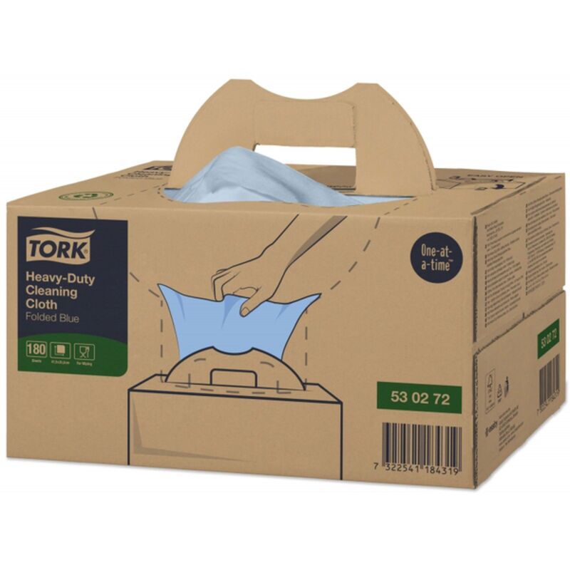 Image de Chiffon de nettoyage plié Bleu industriel handi box TORK -Colis180 F