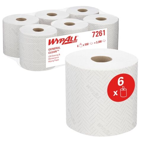 Image de Bobine dévidage central 550F blanche 2plis  24.5cm x 18.3cm WYPALL L