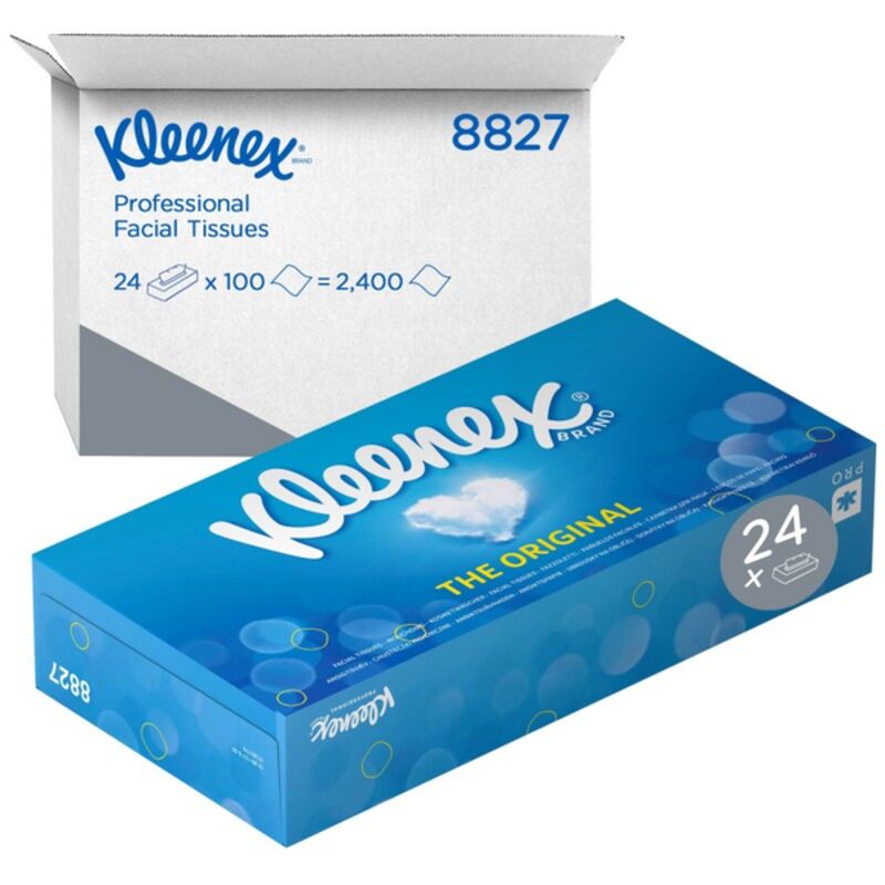 Image de Mouchoirs blancs 2 plis boite 100F KLEENEX-Ct 24 boites