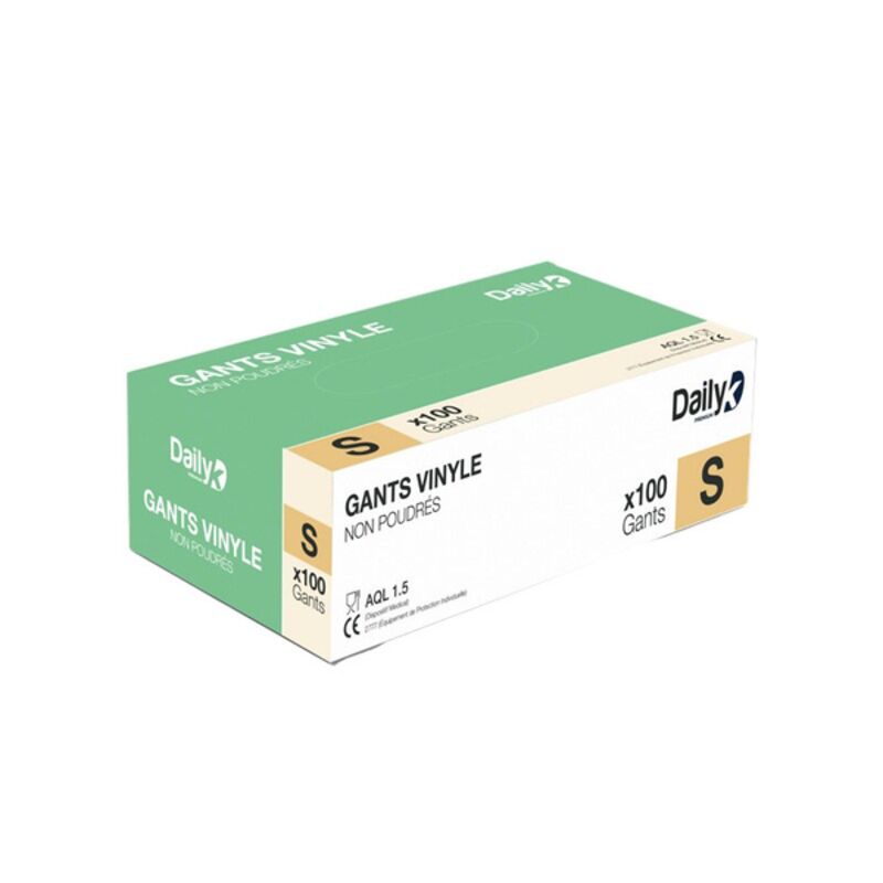 Image de Gant vinyle non poudré (S à XL) - Boîte de 100