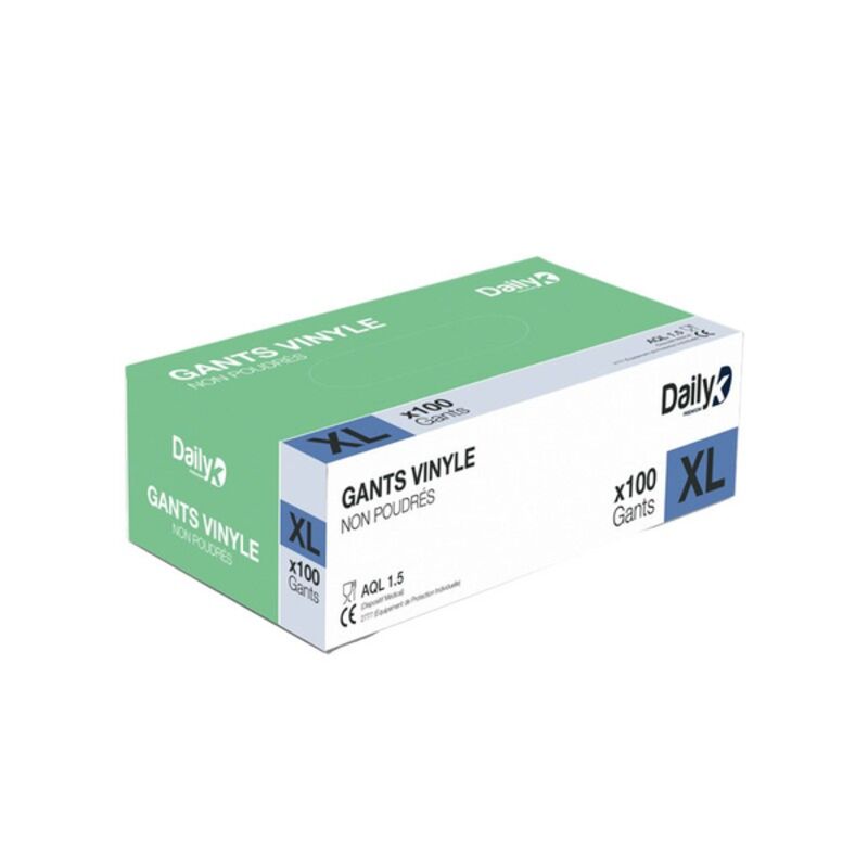Image de Gant vinyle non poudré (S à XL) - Boîte de 100