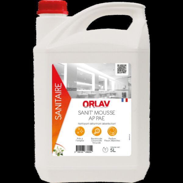 Image de Nettoyant sanitaires 4en1 SANIT' MOUSSE AP 2186 ORLAV-Bidon 5L