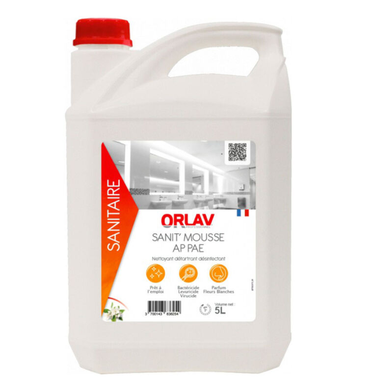 Image de Nettoyant sanitaires 4en1 SANIT' MOUSSE AP 2186 ORLAV-Bidon 5L