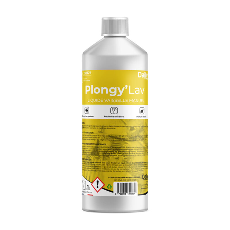 Image de Liquide vaisselle manuel citron PLONGY'LAV DAILYK START - Bidon 1L