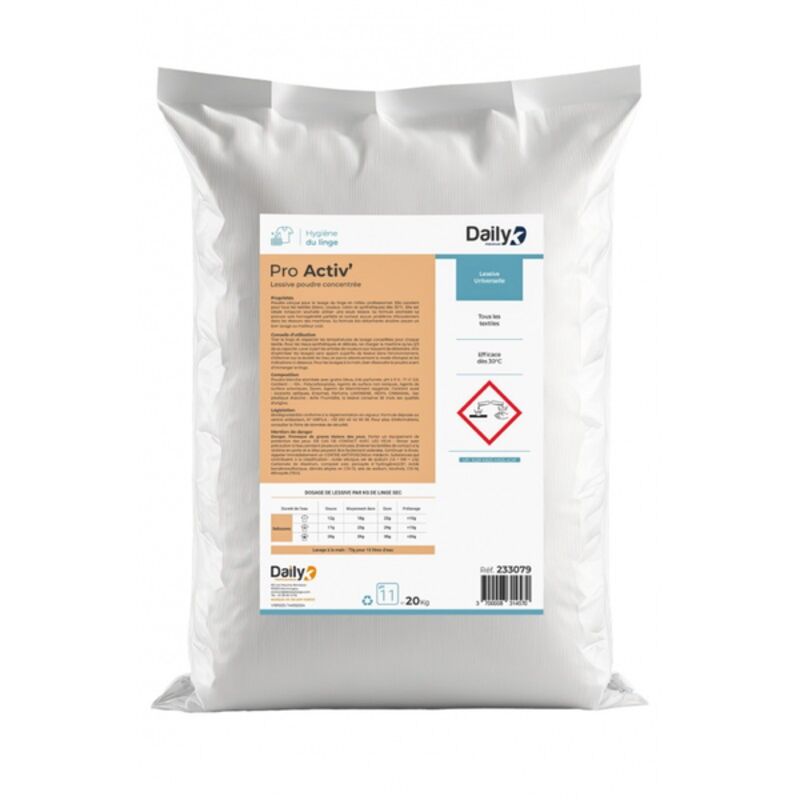 Image de Lessive poudre concentrée 20kg PRO ACTIV' DAILYK PREMIUM - Sac 20kg