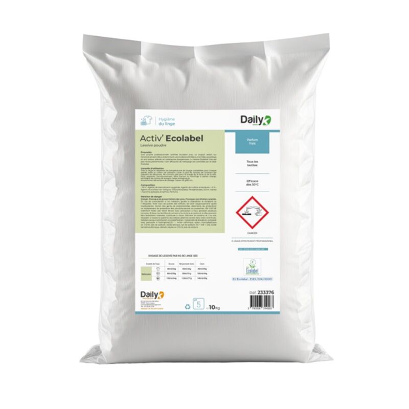 Image de Lessive poudre tous textiles 10kg ACTIV'ECOLABEL DAILYK - Sac 10kg