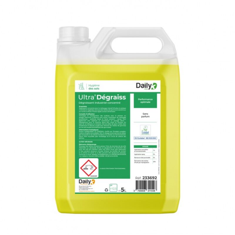 Image de Dégraissant industriel ULTRA'DEGRAISS DAILYK GREEN Ecolabel -Bidon 5L