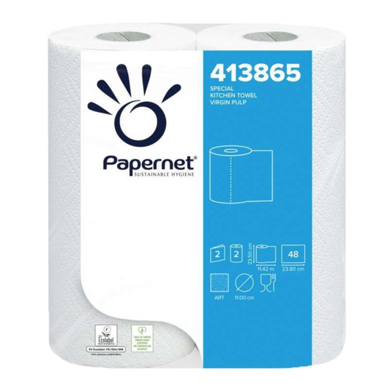 Image de Essuie-tout ménager 48 fts 2pl /blanc ECOLABEL - Colis de 28 rlx