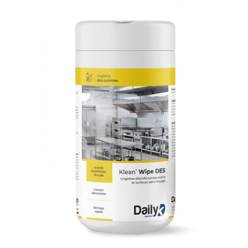 Image de KLEAN'WIPE DES Lingettes désinfectantes DAILYK PREMIUM - Boite de 200